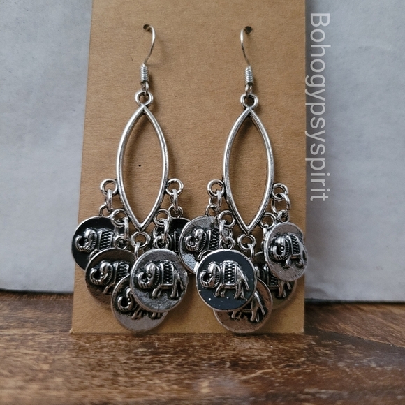 Boho Elephant Tassel Dangle Earrings - Picture 16 of 17